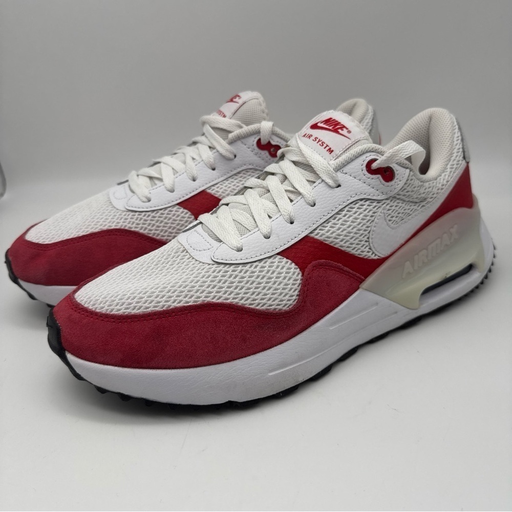Nike Air Max System White/Red Athletic Shoes DM9537-104 Men's Size 11.5